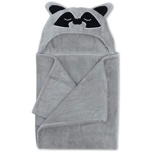 Natemia Ultra Soft Organic Bamboo Gray Racoon Hooded Baby/Toddler Bath Towel